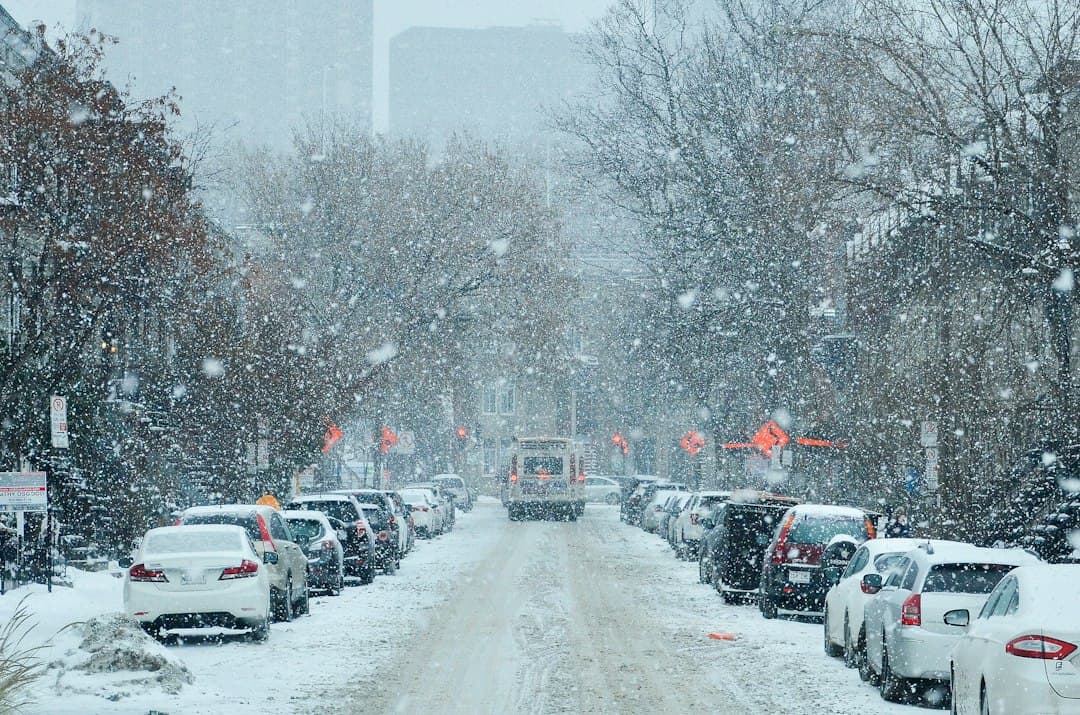 snowy road — Photo by Joy Real on Unsplash